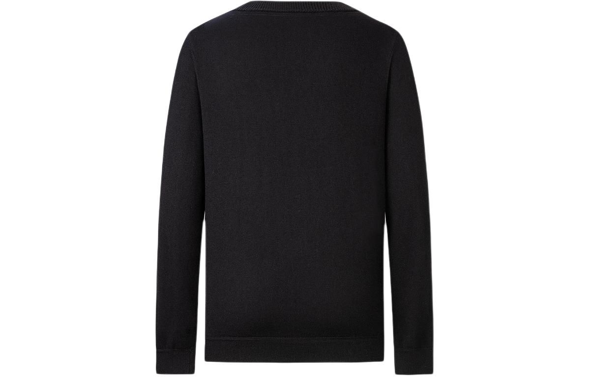 Lookbook KARL LAGERFELD  Black V-Neck Casual Knit Cardigan Long Sleeve Sweater E37M2003