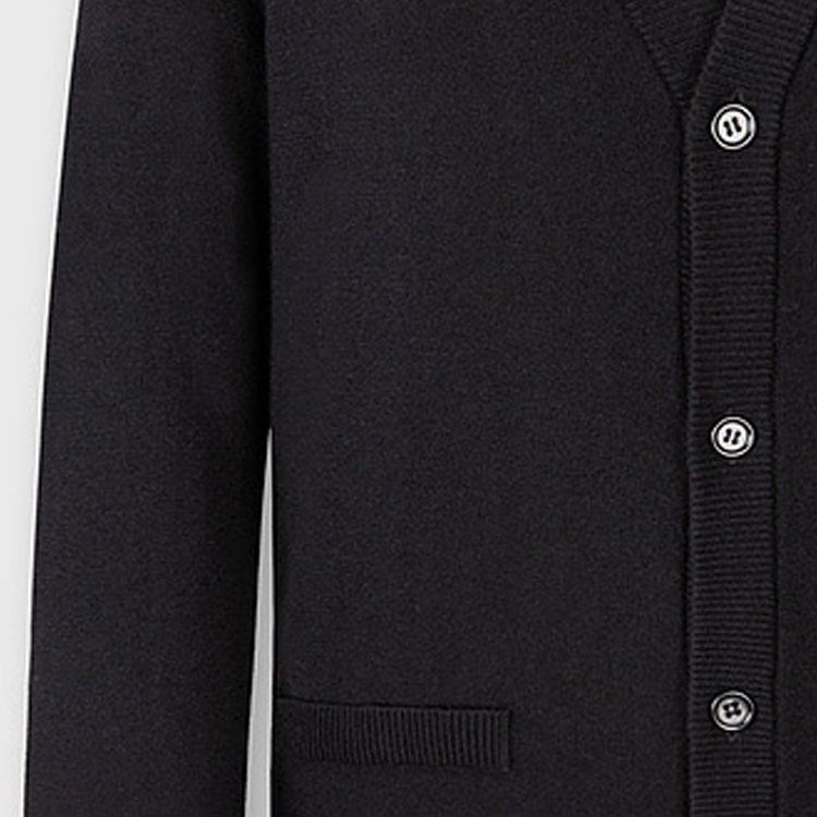 Sizing KARL LAGERFELD  Black V-Neck Casual Knit Cardigan Long Sleeve Sweater E37M2003