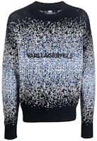 KARL LAGERFELD Blue Knit Sweater with Logo Embroidery. 226M2001338 KARL LAGERFELD Blue Knit Sweater with Logo Embroidery. 226M2001338