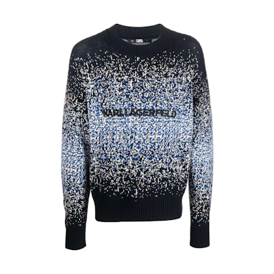 KARL LAGERFELD Blue Knit Sweater with Logo Embroidery. 226M2001338