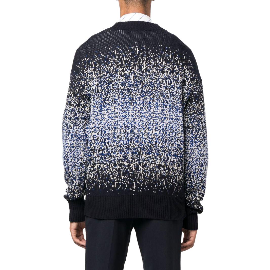 Shop KARL LAGERFELD  Blue Knit Sweater with Logo Embroidery. 226M2001338