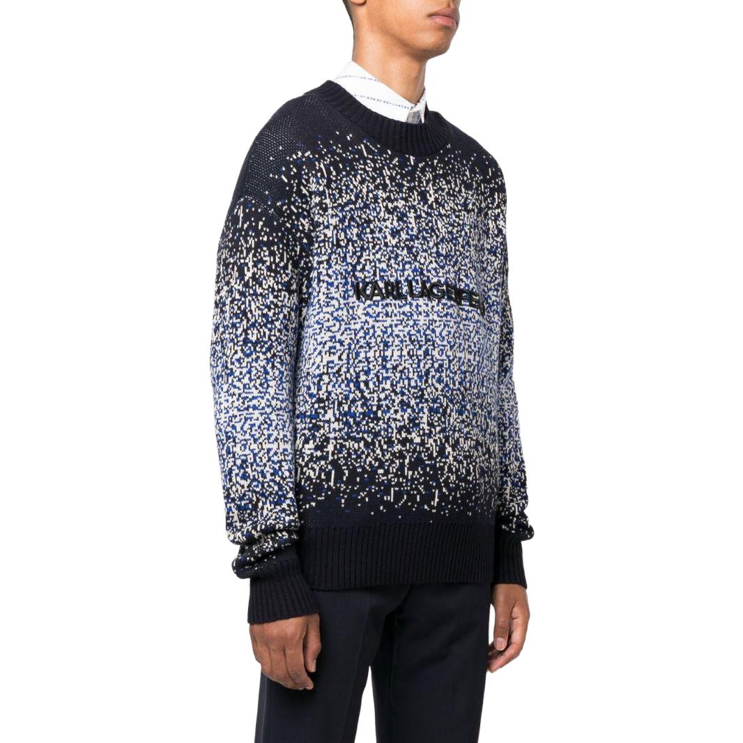 Purchase KARL LAGERFELD  Blue Knit Sweater with Logo Embroidery. 226M2001338