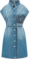 KARL LAGERFELD Blue Pocket Buttoned Denim Short Sleeve Mini Dress 231L1347 KARL LAGERFELD Blue Pocket Buttoned Denim Short Sleeve Mini Dress 231L1347
