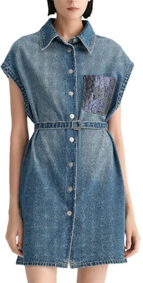 KARL LAGERFELD Blue Pocket Buttoned Denim Short Sleeve Mini Dress 231L1347 Shop KARL LAGERFELD Blue Pocket Buttoned Denim Short Sleeve Mini Dress 231L1347