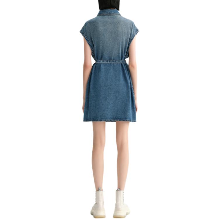 Purchase KARL LAGERFELD  Blue Pocket Buttoned Denim Short Sleeve Mini Dress 231L1347