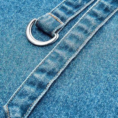 KARL LAGERFELD Blue Pocket Buttoned Denim Short Sleeve Mini Dress 231L1347 Cheap KARL LAGERFELD Blue Pocket Buttoned Denim Short Sleeve Mini Dress 231L1347