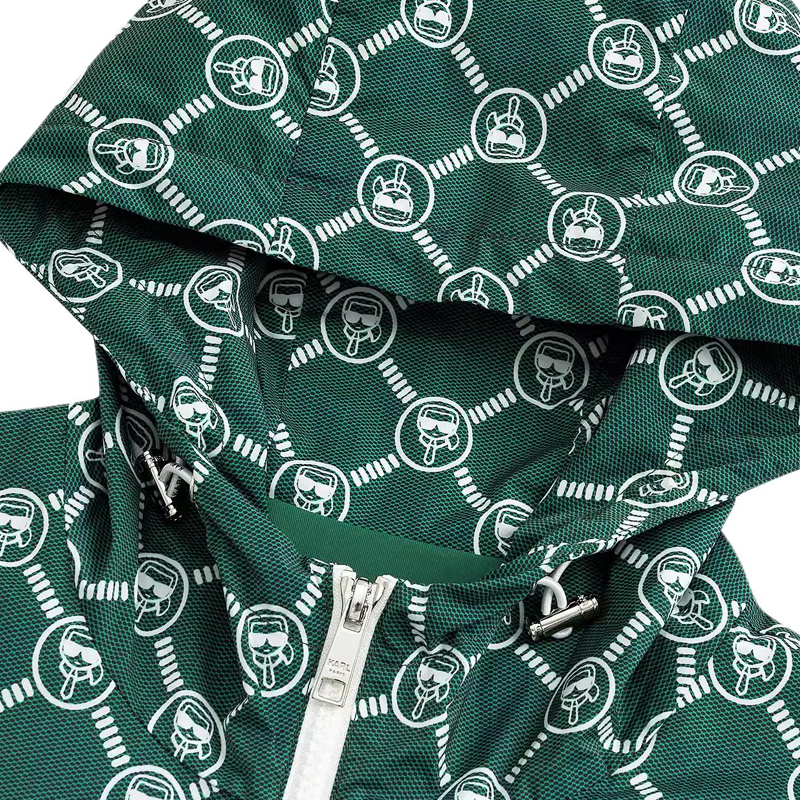 Purchase KARL LAGERFELD 綠色圖案連帽外套 拉鍊夾克 適街頭旅行 1K1D10101019