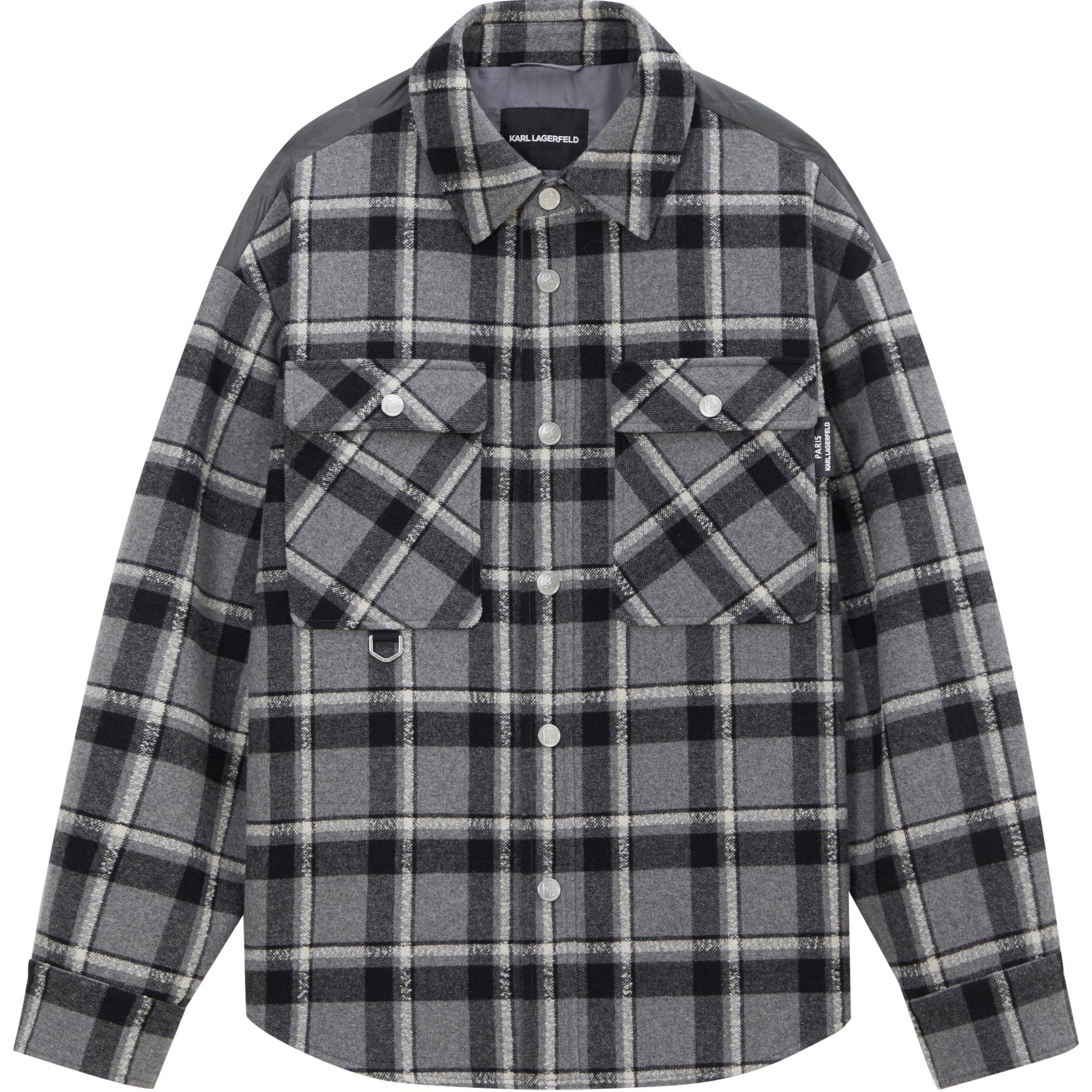 KARL LAGERFELD  Grey Check Print Long Sleeve Loose Fit Jacket Coat 1K1D50101826