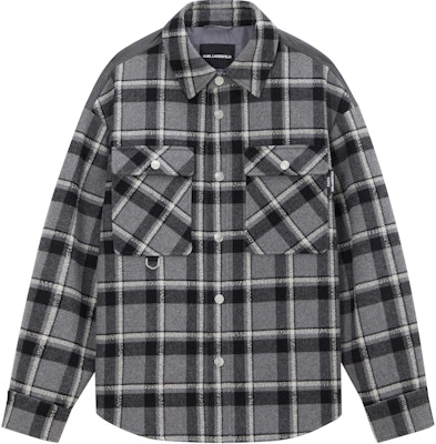 KARL LAGERFELD Grey Check Print Long Sleeve Loose Fit Jacket Coat 1K1D50101826 Order KARL LAGERFELD Grey Check Print Long Sleeve Loose Fit Jacket Coat 1K1D50101826