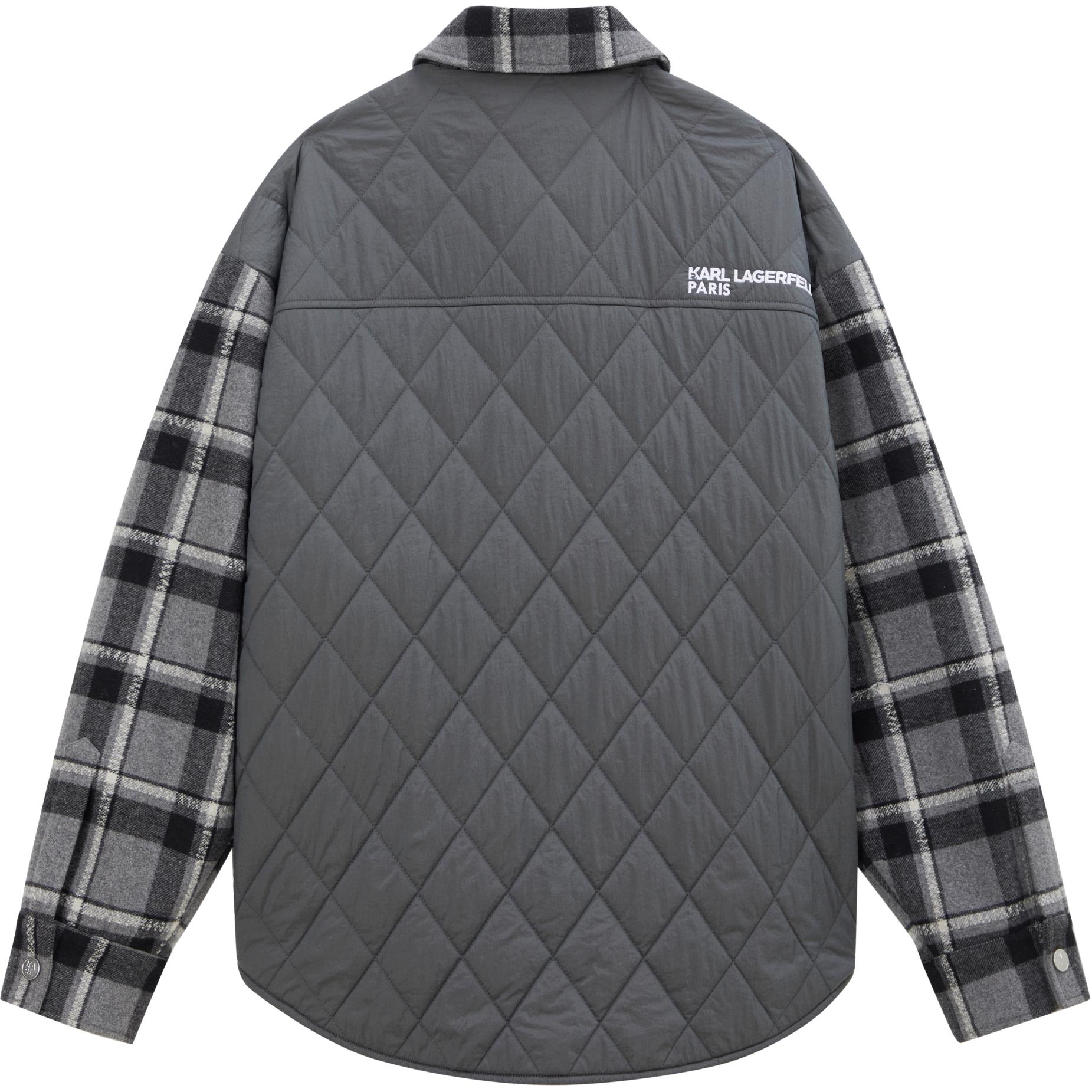 Lookbook KARL LAGERFELD  Grey Check Print Long Sleeve Loose Fit Jacket Coat 1K1D50101826