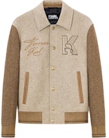 KARL LAGERFELD Light Brown Logo Patch Single-Breasted Casual Blazer. 236M1473 KARL LAGERFELD Light Brown Logo Patch Single-Breasted Casual Blazer. 236M1473