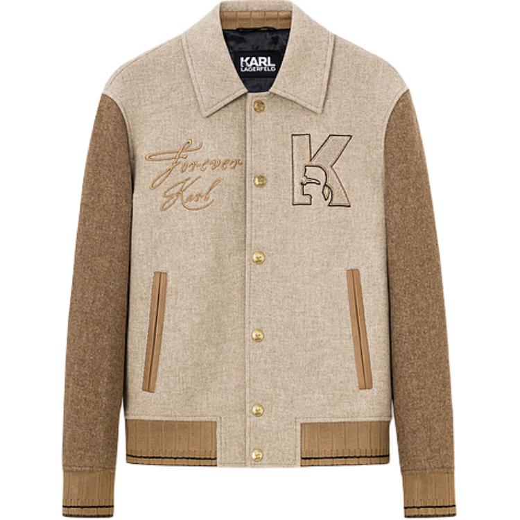 Order KARL LAGERFELD  Light Brown Logo Patch Single-Breasted Casual Blazer. 236M1473