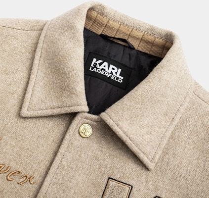KARL LAGERFELD Light Brown Logo Patch Single-Breasted Casual Blazer. 236M1473 Shop KARL LAGERFELD Light Brown Logo Patch Single-Breasted Casual Blazer. 236M1473