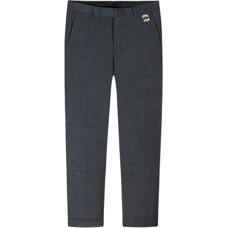 KARL LAGERFELD  Logo Beaded Mid-Waist Straight Casual Pants Grey 1K1D10401061