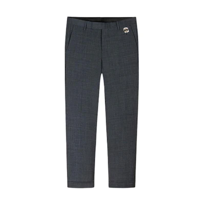 KARL LAGERFELD Logo Beaded Mid-Waist Straight Casual Pants Grey 1K1D10401061