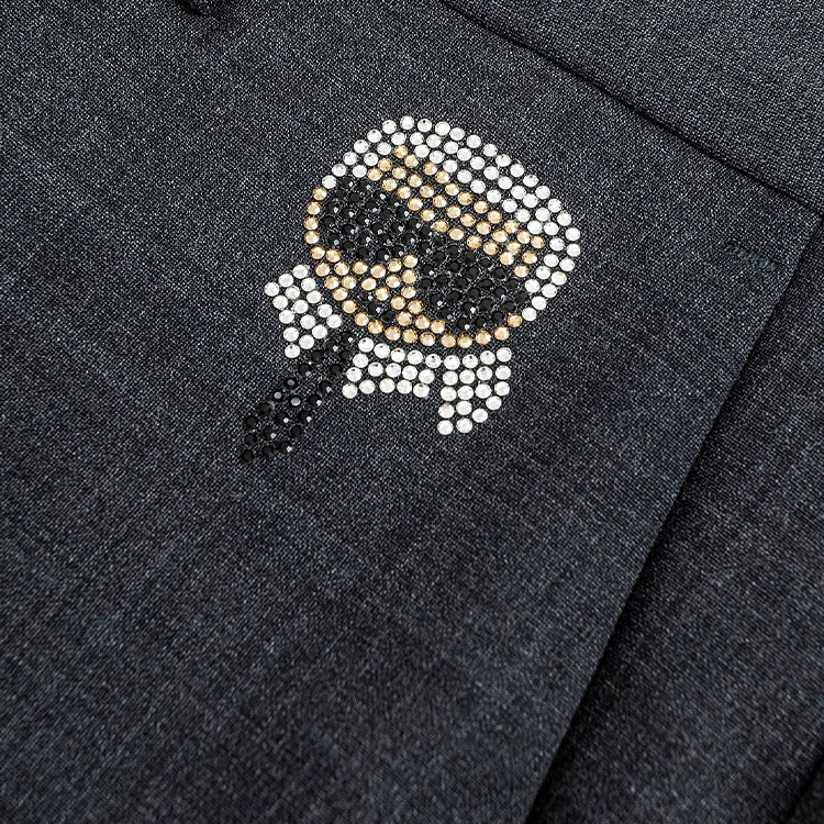 Purchase KARL LAGERFELD  Logo Beaded Mid-Waist Straight Casual Pants Grey 1K1D10401061