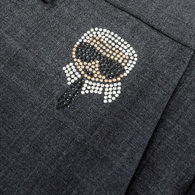 KARL LAGERFELD Logo Beaded Mid-Waist Straight Casual Pants Grey 1K1D10401061 Purchase KARL LAGERFELD Logo Beaded Mid-Waist Straight Casual Pants Grey 1K1D10401061