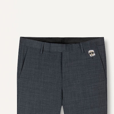 KARL LAGERFELD Logo Beaded Mid-Waist Straight Casual Pants Grey 1K1D10401061 Details for KARL LAGERFELD Logo Beaded Mid-Waist Straight Casual Pants Grey 1K1D10401061