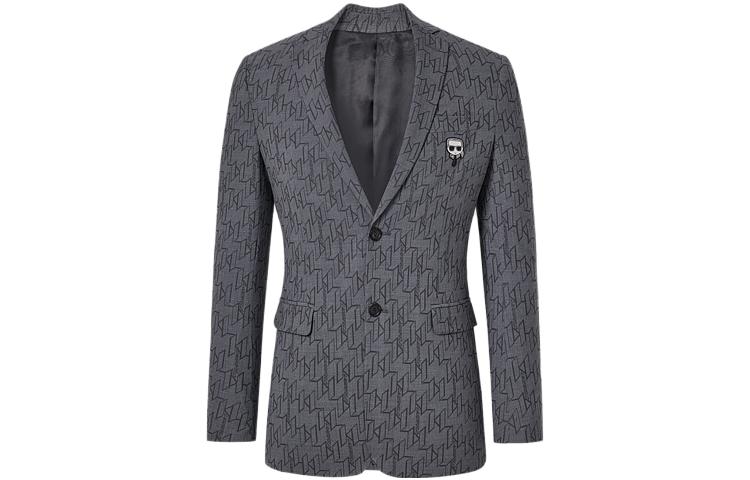 Karl Lagerfeld  Logo Print Casual Blazer Light Gray - Business & Street Style 1K1C10305168