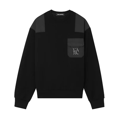 KARL LAGERFELD Logo Print Crewneck Sweatshirt Black. 1K1D70603853