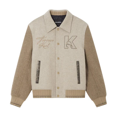 Karl Lagerfeld Loose-Fit Colorblock Logo Button Jacket Light Khaki. 1K1D70101851
