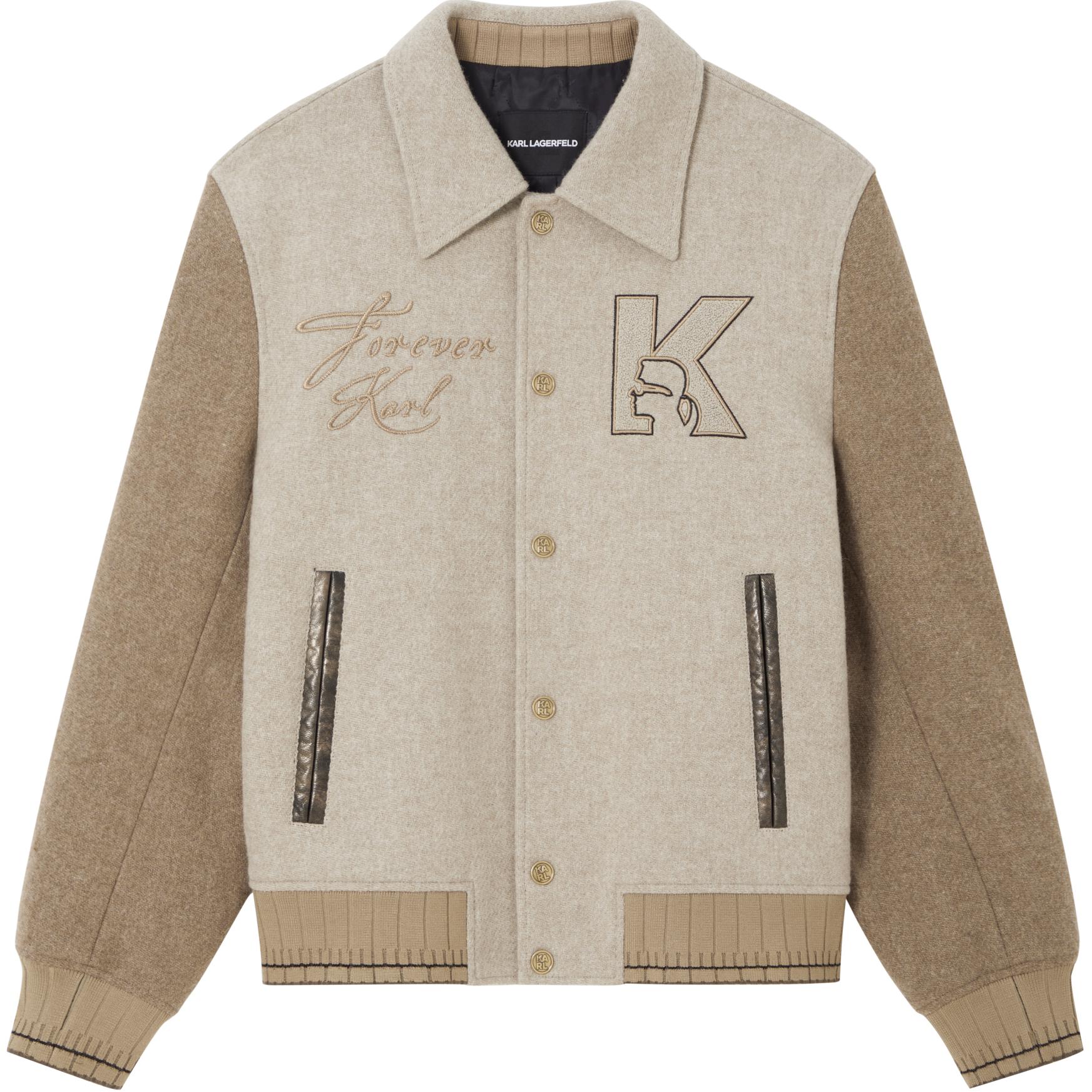 Karl Lagerfeld  Loose-Fit Colorblock Logo Button Jacket Light Khaki. 1K1D70101851 圖 2