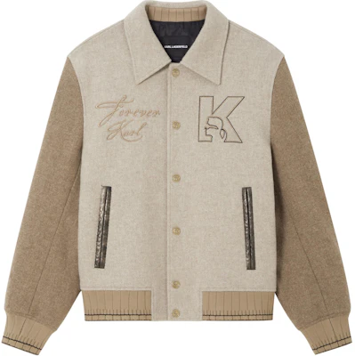 Karl Lagerfeld Loose-Fit Colorblock Logo Button Jacket Light Khaki. 1K1D70101851 Order Karl Lagerfeld Loose-Fit Colorblock Logo Button Jacket Light Khaki. 1K1D70101851