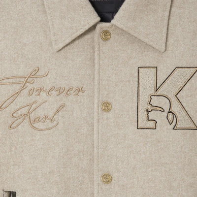 Karl Lagerfeld Loose-Fit Colorblock Logo Button Jacket Light Khaki. 1K1D70101851 Purchase Karl Lagerfeld Loose-Fit Colorblock Logo Button Jacket Light Khaki. 1K1D70101851