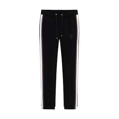KARL LAGERFELD Striped Mid-Rise Straight-Leg Casual Pants Navy 236M1027