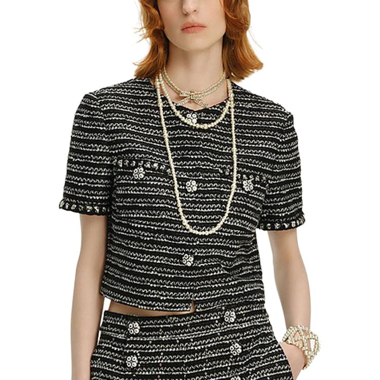 KARL LAGERFELD  Urban Tweed Short Sleeve Jacket - Grey. 241L1423