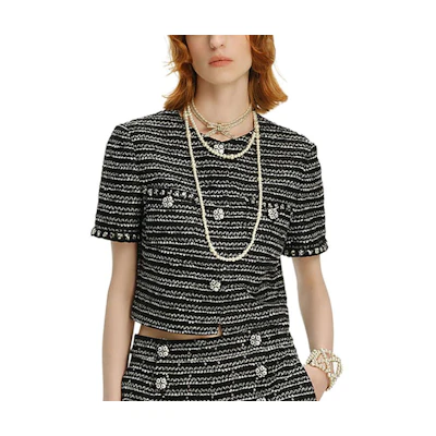 KARL LAGERFELD Urban Tweed Short Sleeve Jacket - Grey. 241L1423