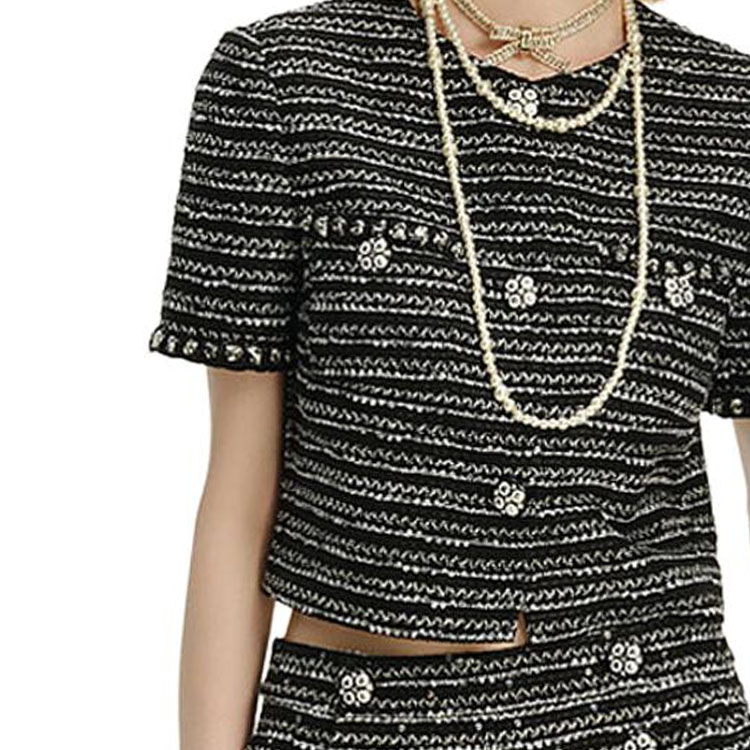 Details for カール ラガーフェルド アーバンツイード ショートスリーブジャケット - グレー 241L1423