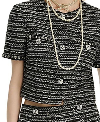 カール ラガーフェルド アーバンツイード ショートスリーブジャケット - グレー 241L1423 Details for カール ラガーフェルド アーバンツイード ショートスリーブジャケット - グレー 241L1423