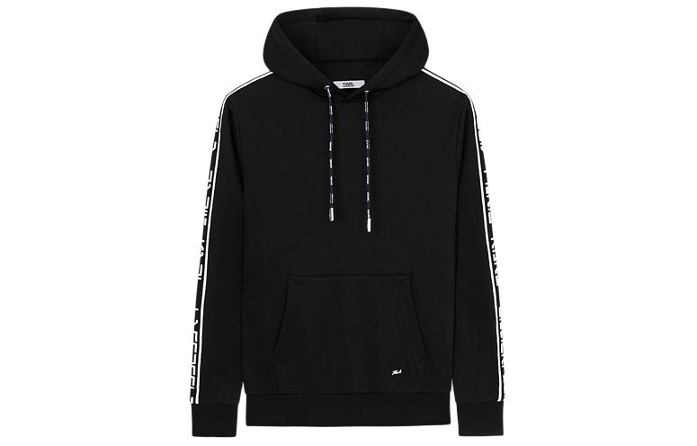 Karl Lagerfeld Black Alphabet Print Loose-Fit Pullover Hoodie for Men 1K1960603061
