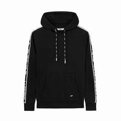 Karl Lagerfeld Black Alphabet Print Loose-Fit Pullover Hoodie for Men 1K1960603061