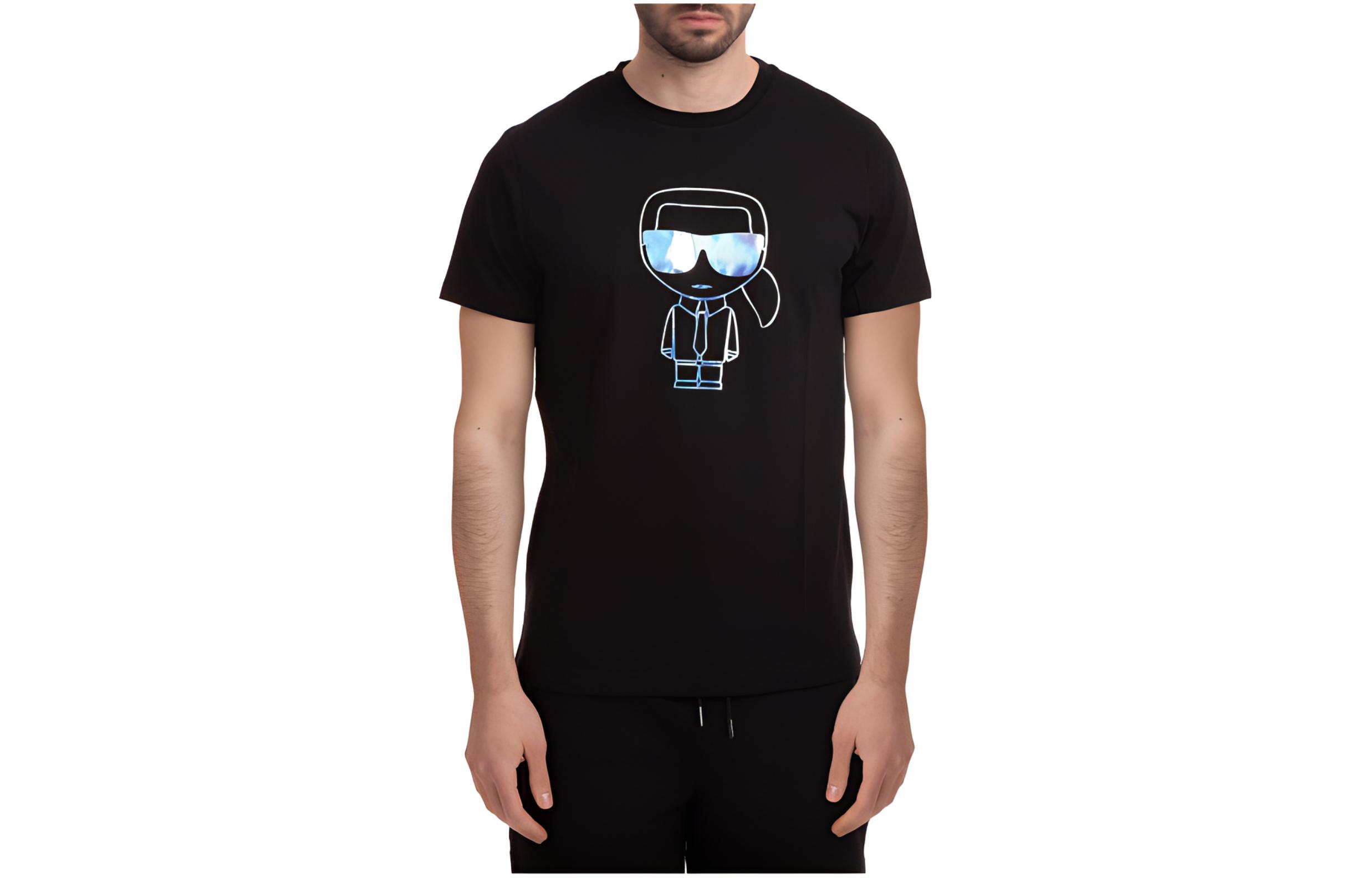 KARL LAGERFELD Black Cartoon Print Crew Neck T-Shirt 755046511224-990