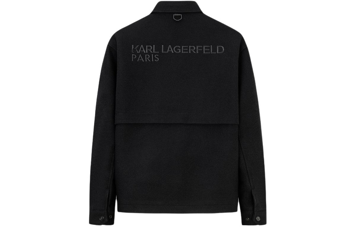 Karl Lagerfeld Black Casual Letter Print Button-Up Jacket 237M1458
