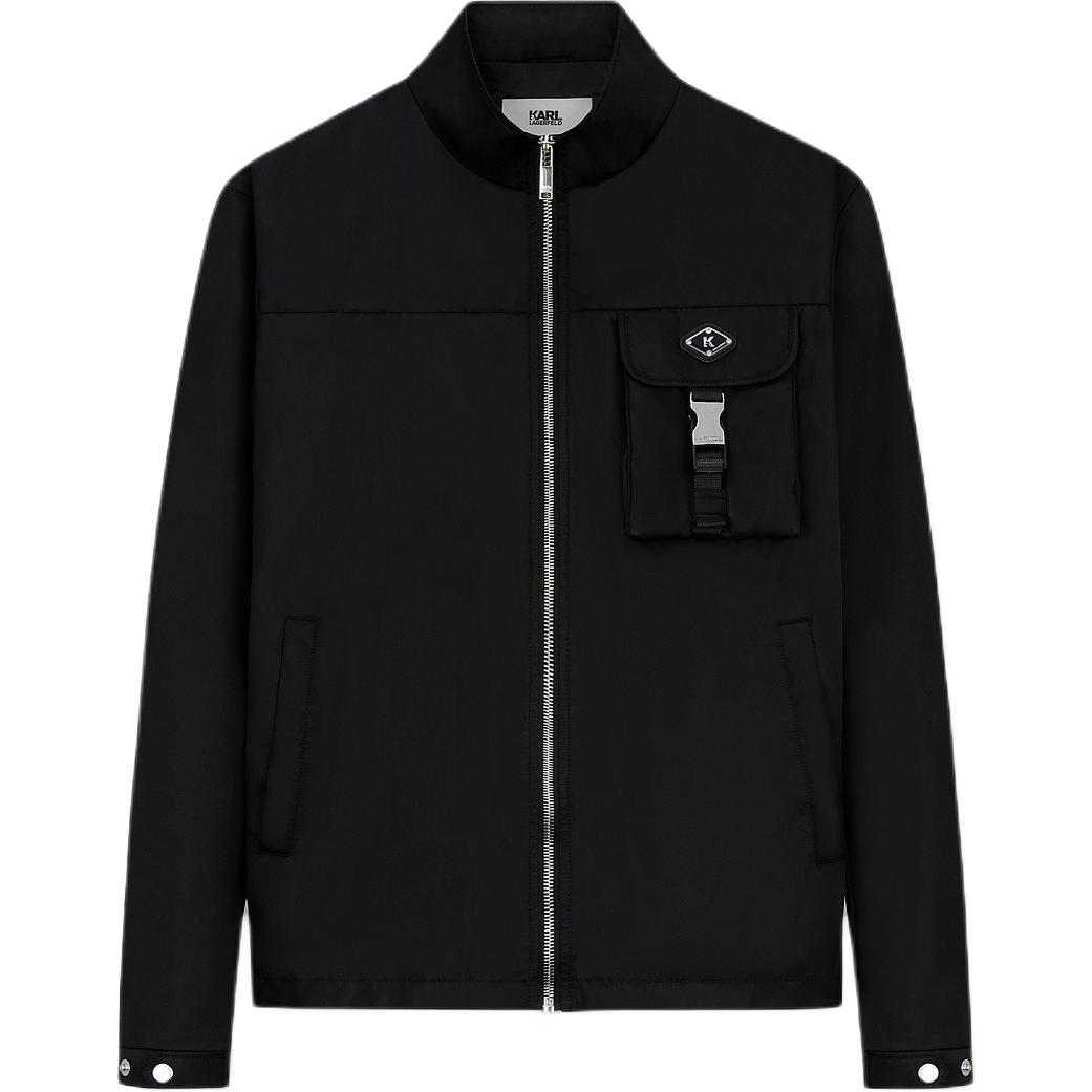 Karl Lagerfeld Black Casual Zip-Up Jacket with Letter Patch Design 1K1B70101435