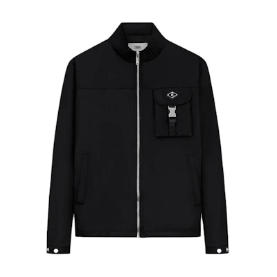 Karl Lagerfeld Black Casual Zip-Up Jacket with Letter Patch Design 1K1B70101435