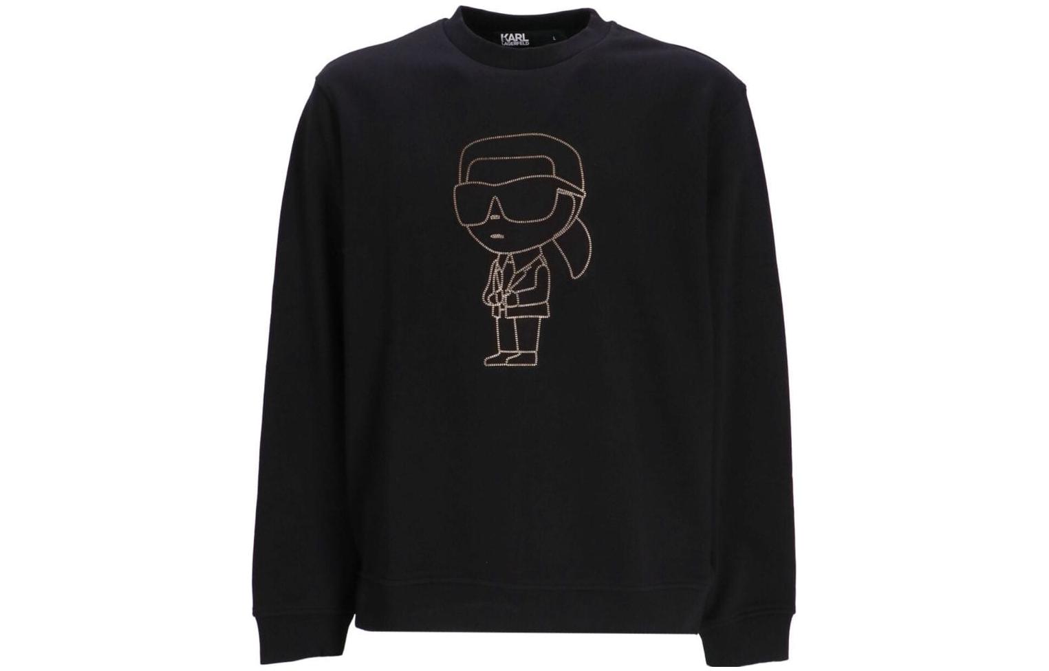 Karl Lagerfeld Black Crewneck Logo Long Sleeve Sweatshirt 705420534910