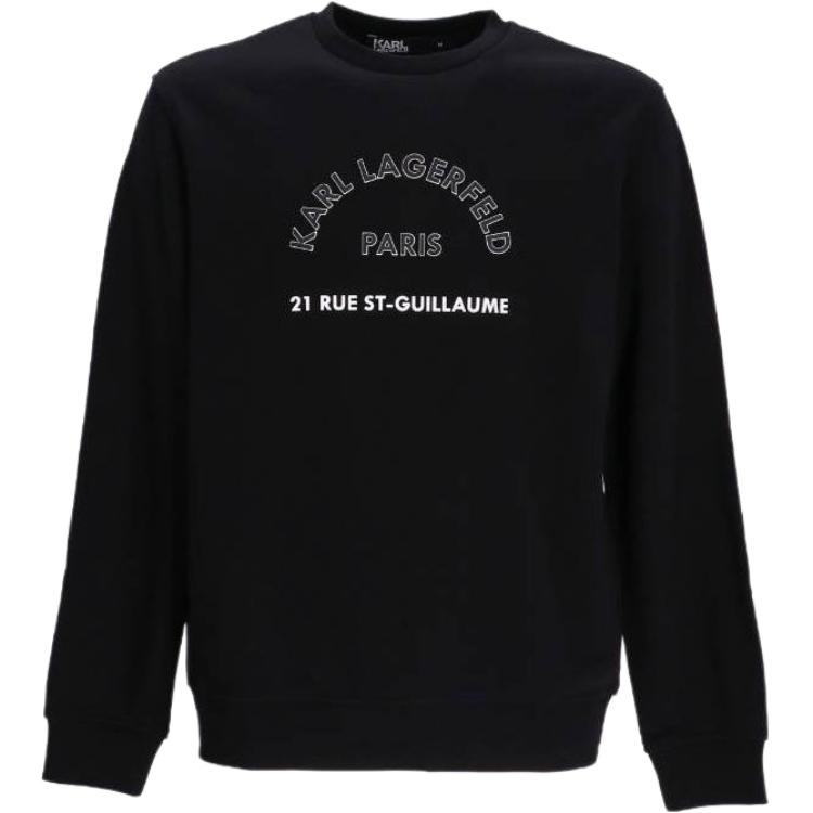 Karl Lagerfeld Black Crewneck Pullover Sweatshirt with Chest Letter Print 705420524910990