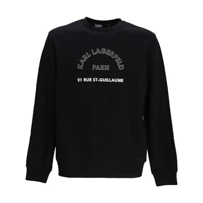 Karl Lagerfeld Black Crewneck Pullover Sweatshirt with Chest Letter Print 705420524910990