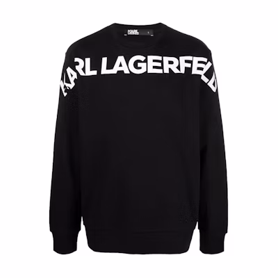Karl Lagerfeld Black Crewneck Pullover Sweatshirt with Logo Print 705036521900