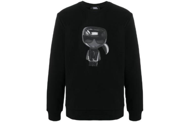 Karl Lagerfeld Black Crewneck Sweatshirt with Graphic Print Design 210M1821999