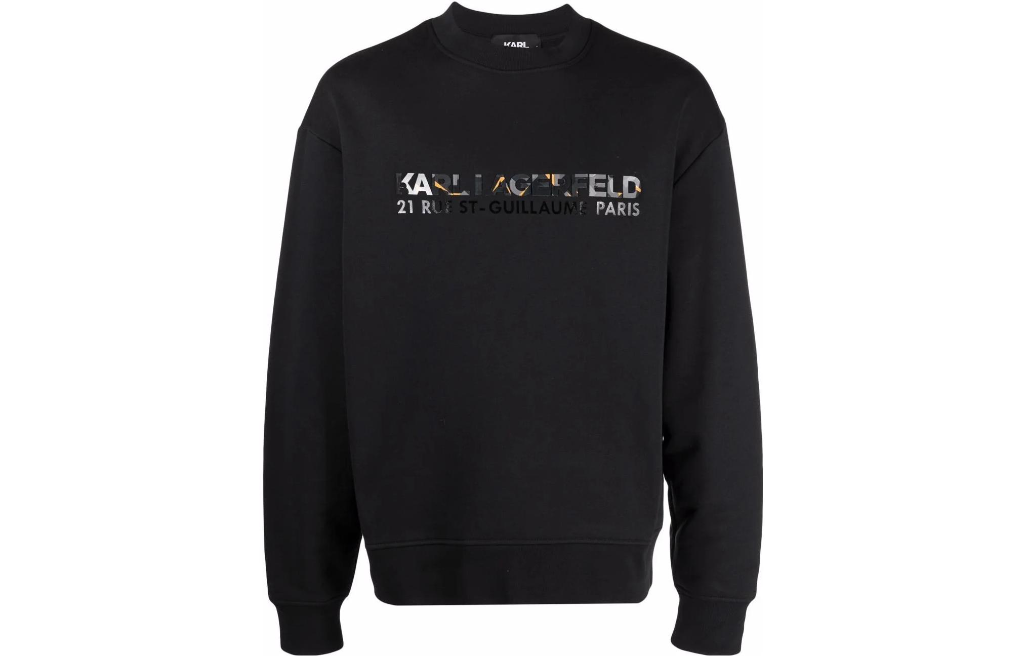 Karl Lagerfeld Black Crewneck Sweatshirt with Letter Graphic Print 216M1805999