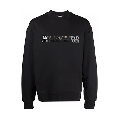 Karl Lagerfeld Black Crewneck Sweatshirt with Letter Graphic Print 216M1805999