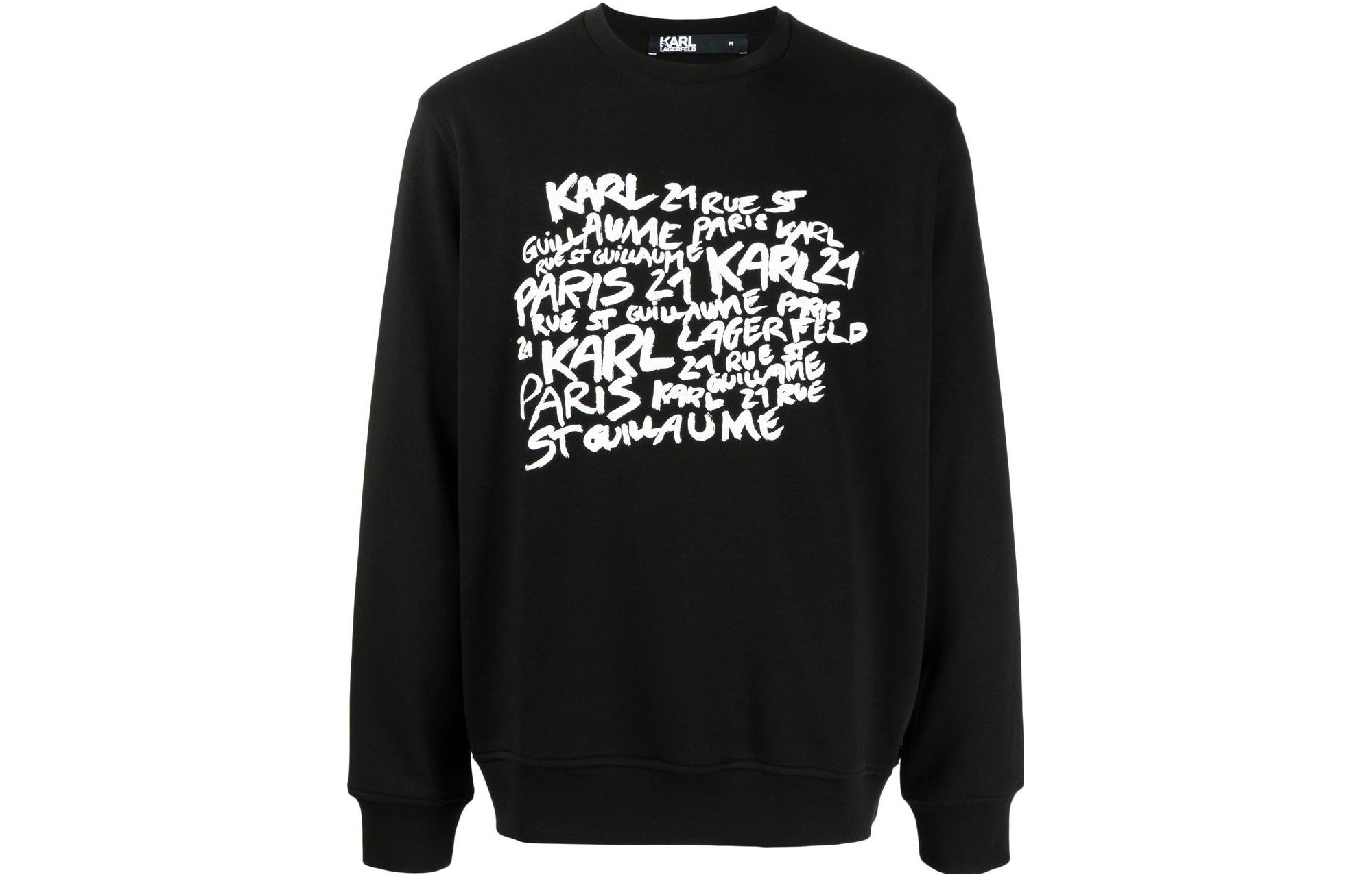 Karl Lagerfeld Black Crewneck Sweatshirt with Letter Print Casual Style 705032990
