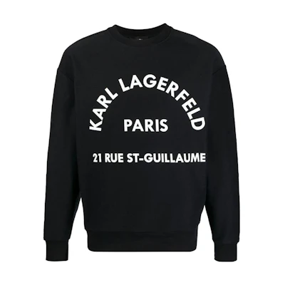 Karl Lagerfeld Black Crewneck Sweatshirt with Letter Print Long Sleeves 235M1811999