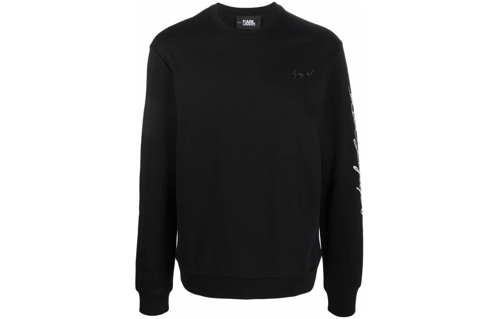 Karl Lagerfeld Black Crewneck Sweatshirt with Letter Print for Men 21UM1807999999