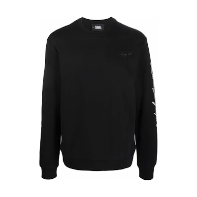 Karl Lagerfeld Black Crewneck Sweatshirt with Letter Print for Men 21UM1807999999